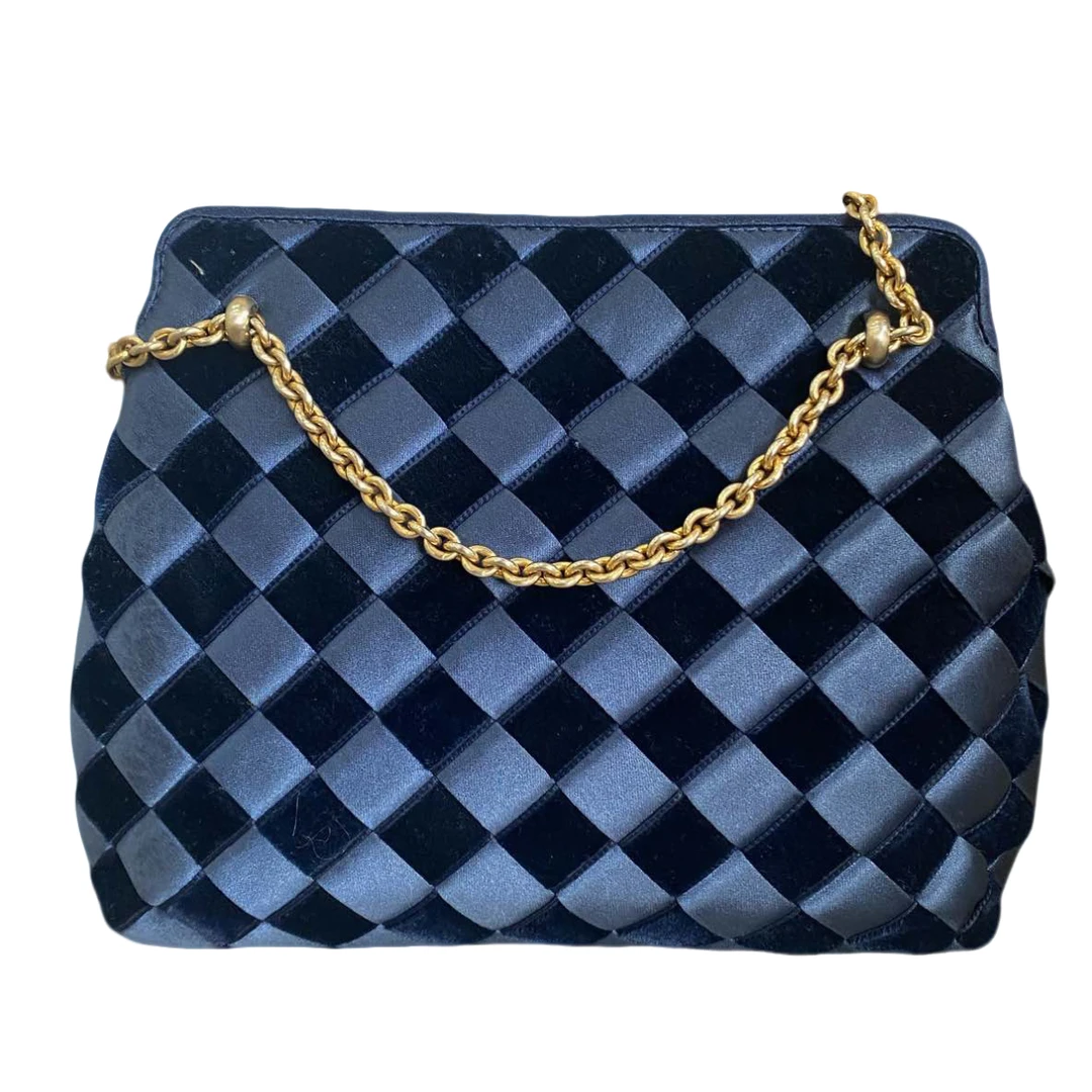 99新 BOTTEGA VENETA/葆蝶家 编织格纹中古晚宴托特包单肩包休闲