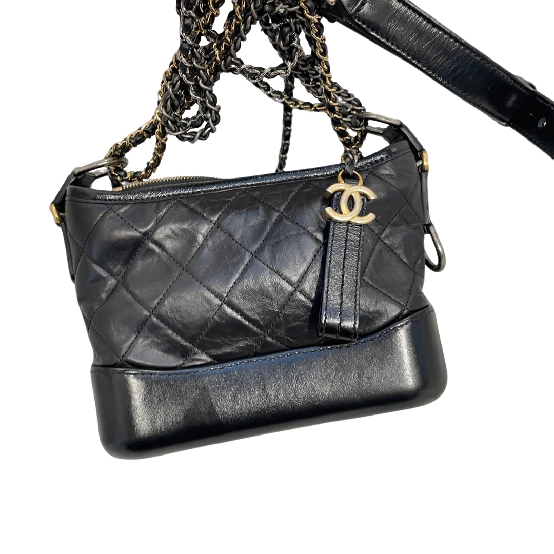 95新 Chanel/香奈儿 黑金流浪包单肩包24开无卡