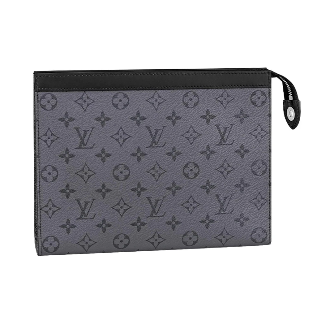 99新 LouisVuitton/路易威登 洗漱包手拿包芯片款男士灰色