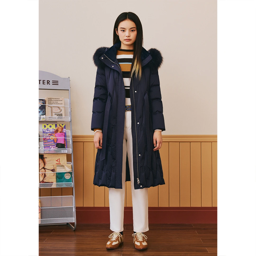 PSALTER诗篇金标冬季加厚保暖狐狸毛领白鹅绒羽绒服6C33508088