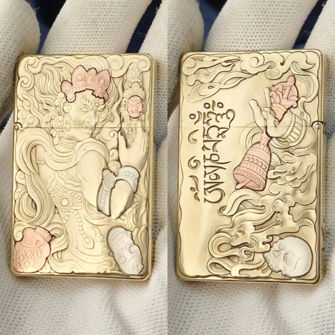 mosda【黄铜焊接工艺镶嵌不动冥王】MS8浮雕防风煤油打火机小重甲