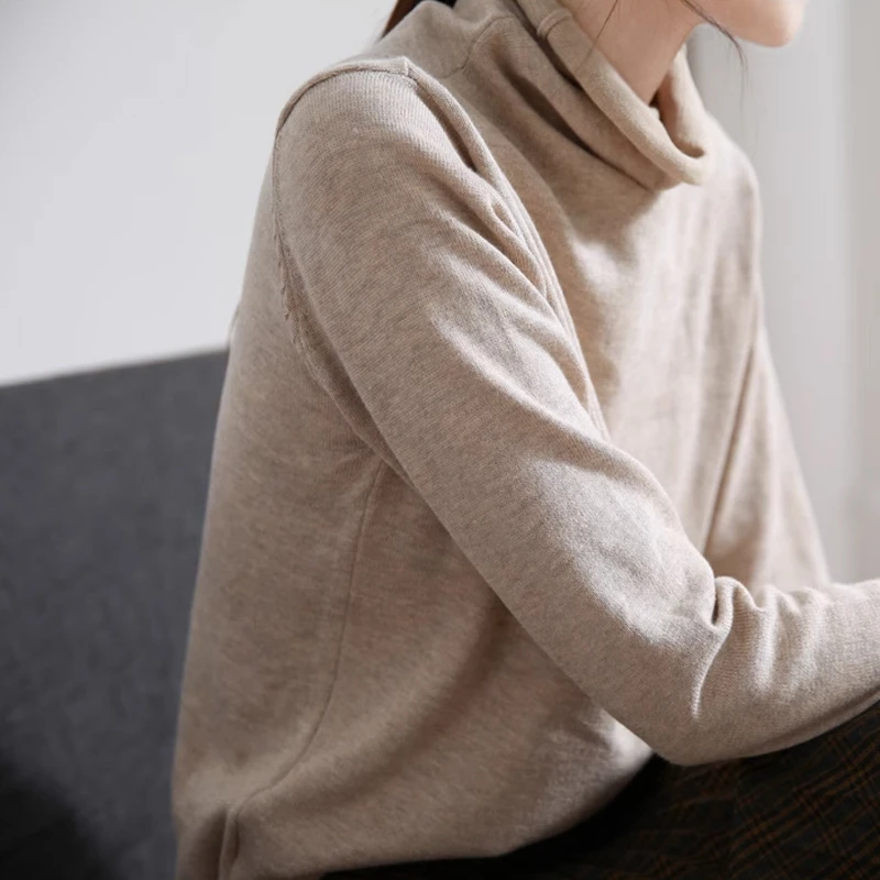 2025新款春秋毛衣内搭宽松显瘦百搭套头高领打底衫女针织衫上衣