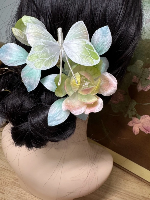 江南浔古风发饰汉服配饰 七彩月季绒花默认软簪改主体找客服