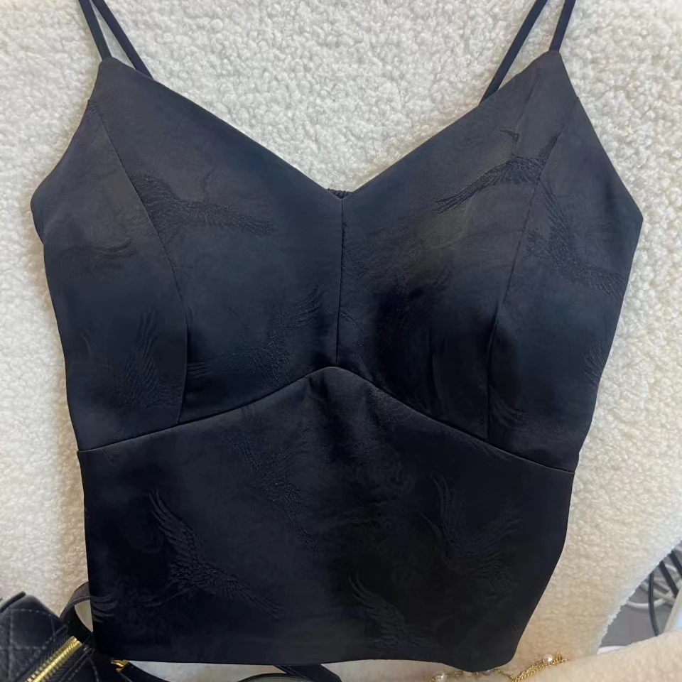 YS服饰●2024新款提花带胸垫新中式国风吊带上衣内搭