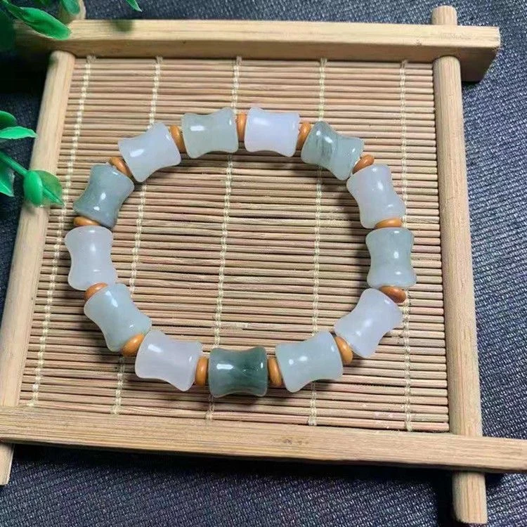 天然新疆金丝玉竹节手链天山翠节节高手串 颜色微差纹路随机