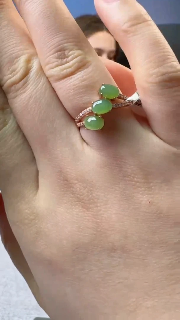 【闪购商品】和田玉（碧玉）戒指银S925镶嵌361