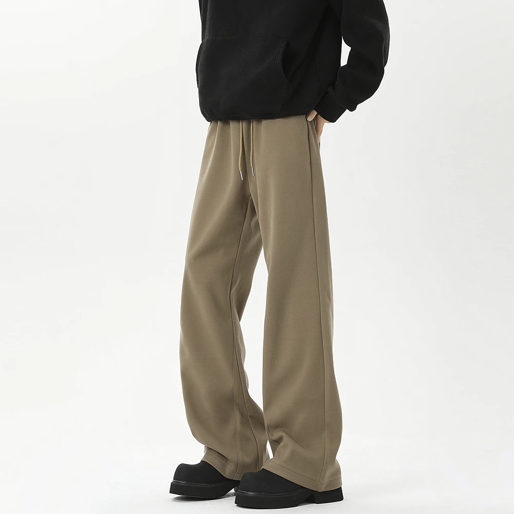 【LittleJay】弯刀裤微喇休闲裤男秋冬宽松运动卫裤重磅垂感直筒裤