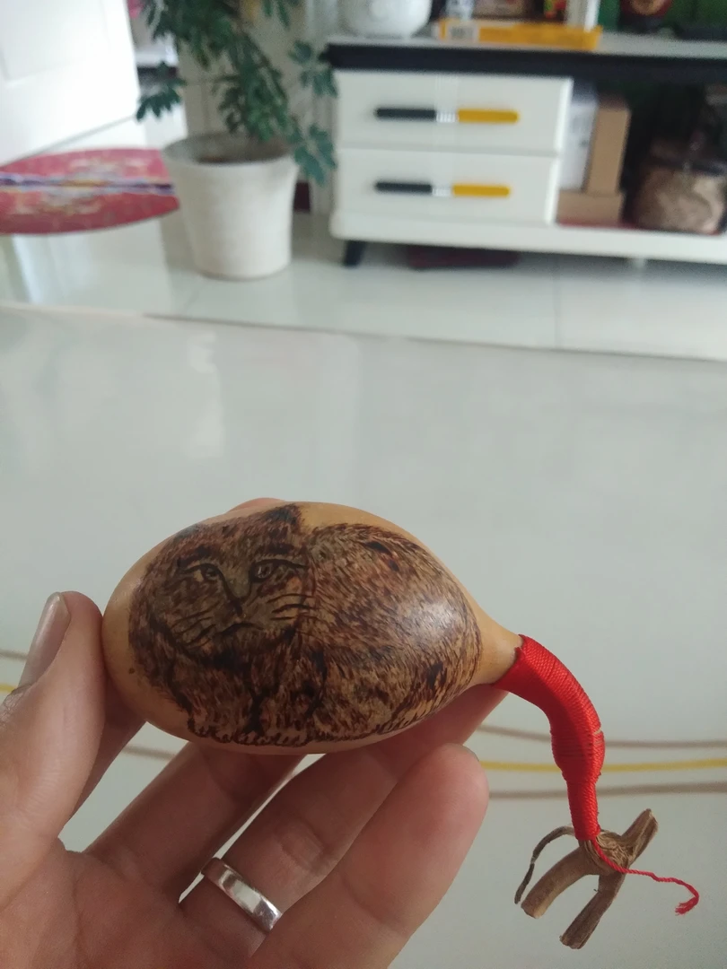 天然葫芦纯手工烙画小猫咪