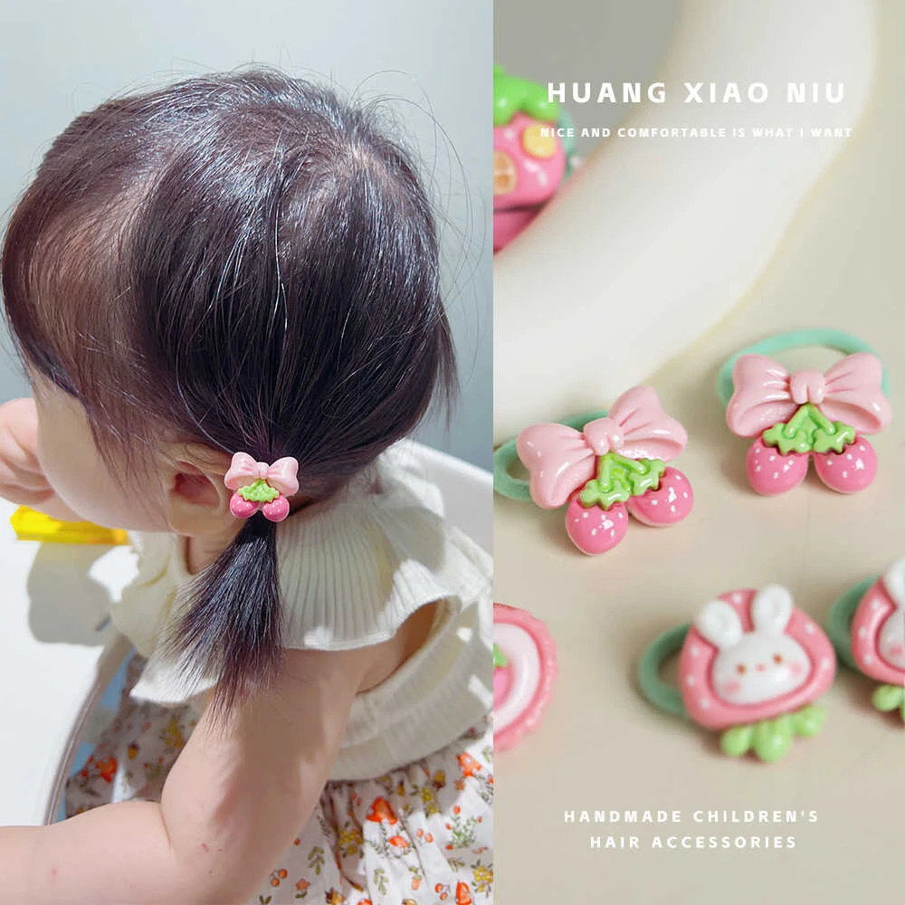 黄小妞 卡通小皮筋韩系可爱发圈草莓兔子拇指发圈女童发饰