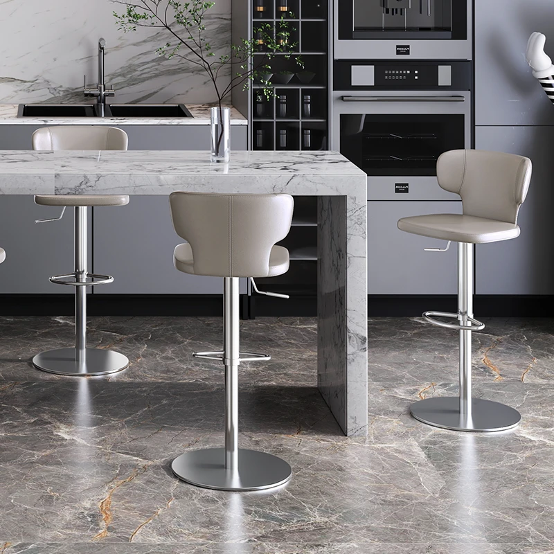 和顿 现代简约吧台椅 家用中岛台椅升降靠背吧台凳高脚椅子786