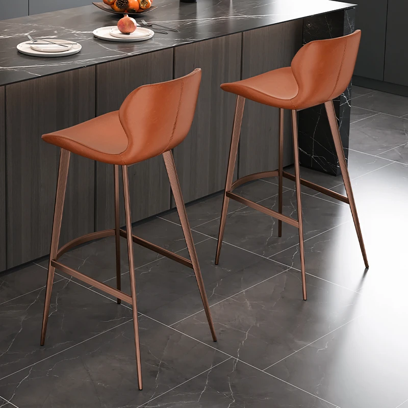 和顿 意大利进口牛皮吧台椅 真皮原创设计高脚凳家用吧椅餐椅7269