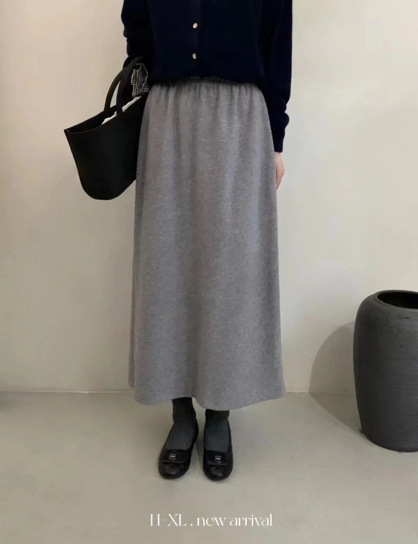 【柒·壹】冬季保暖高腰中长款直筒针织半身裙显瘦开叉卫衣裙铅笔裙