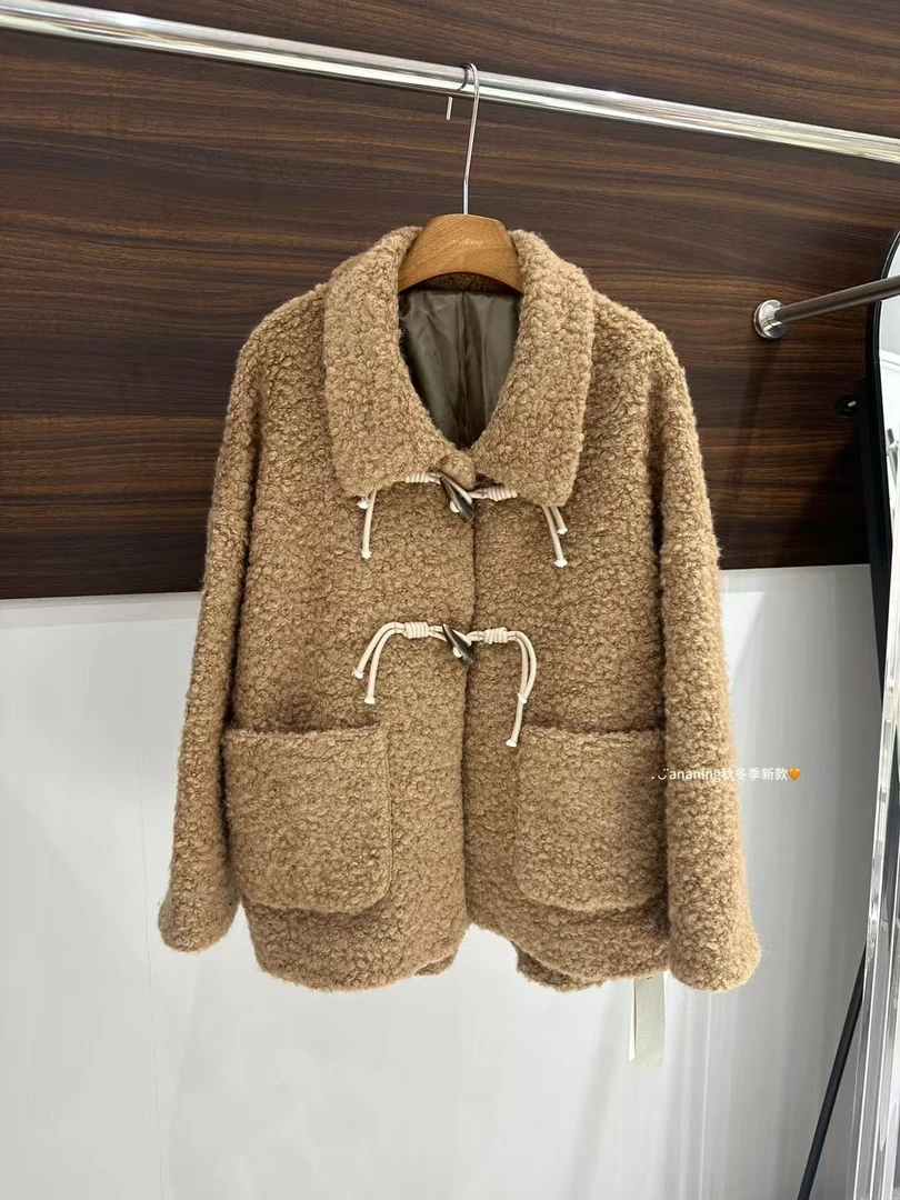 【柒·壹】冬季新款外套超保暖翻领羊角扣宽松加厚高级感羊羔服
