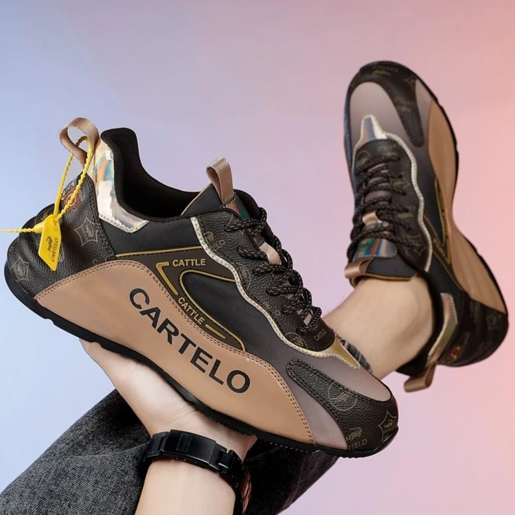 CARTELO/卡帝乐鳄鱼轻奢定制国潮男鞋网面百搭透气增高鞋时尚菲菲