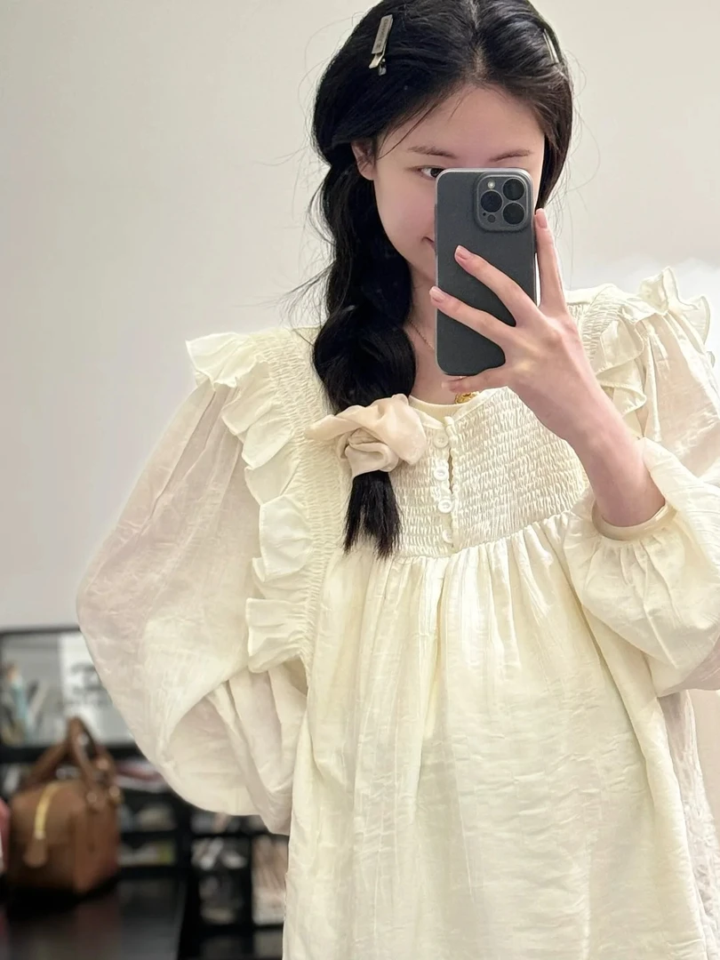 孕妇装春秋款网红孕妇上衣长袖春夏款宽松韩版荷叶边时尚洋气百搭