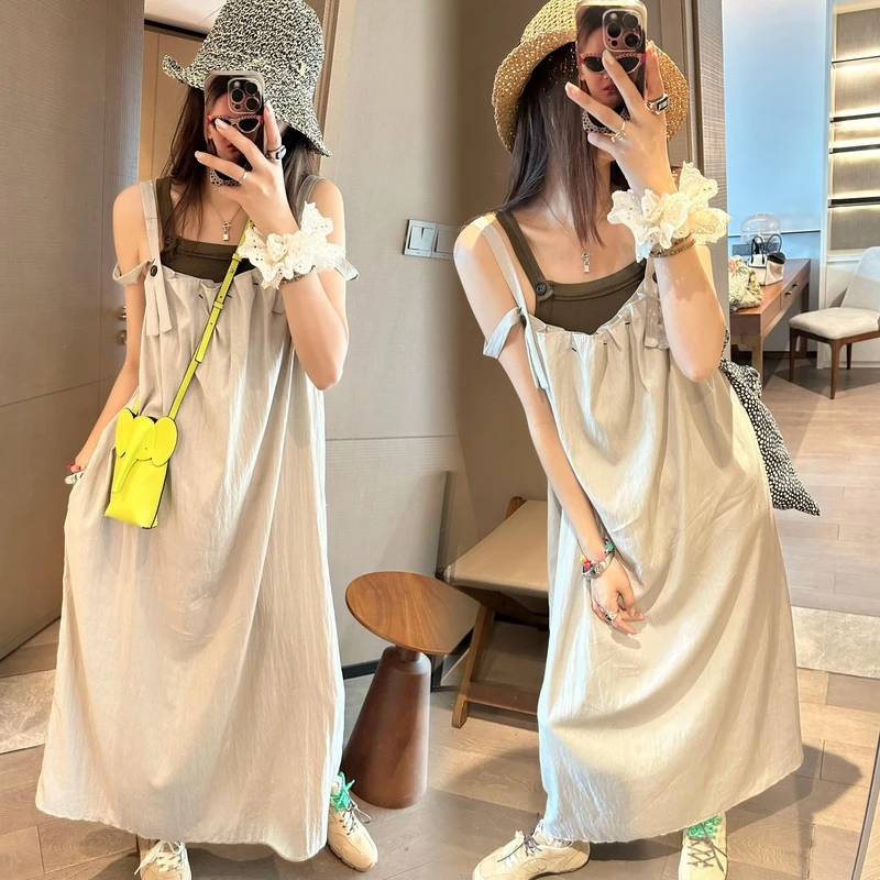 孕妇装夏款2024新款显瘦背心上衣吊带+背心连衣裙外穿显瘦时尚女