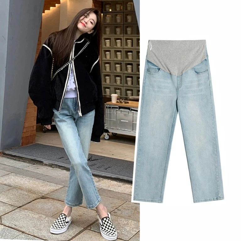 孕妇裤子春秋外穿孕早期夏季薄款打底牛仔裤小个子夏装大码直筒裤