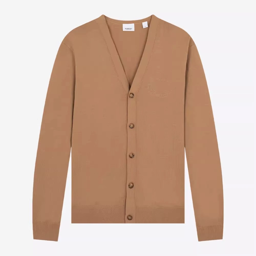 全新未使用 BURBERRY/博柏利 logo刺绣羊毛男士针织衫开衫外套549