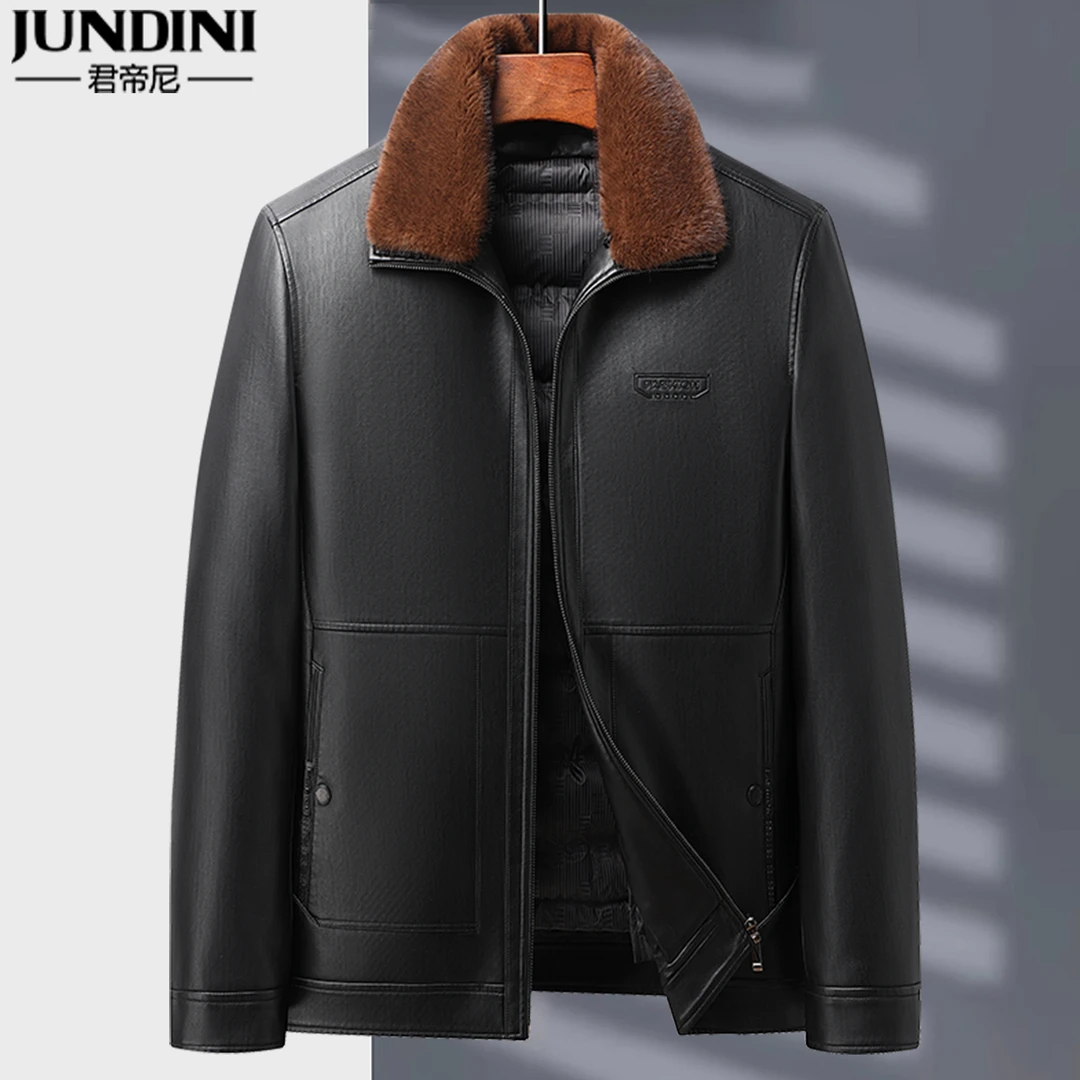 中老年男装冬季加厚皮夹克爸爸冬装皮衣可脱卸内胆休闲外套父亲装