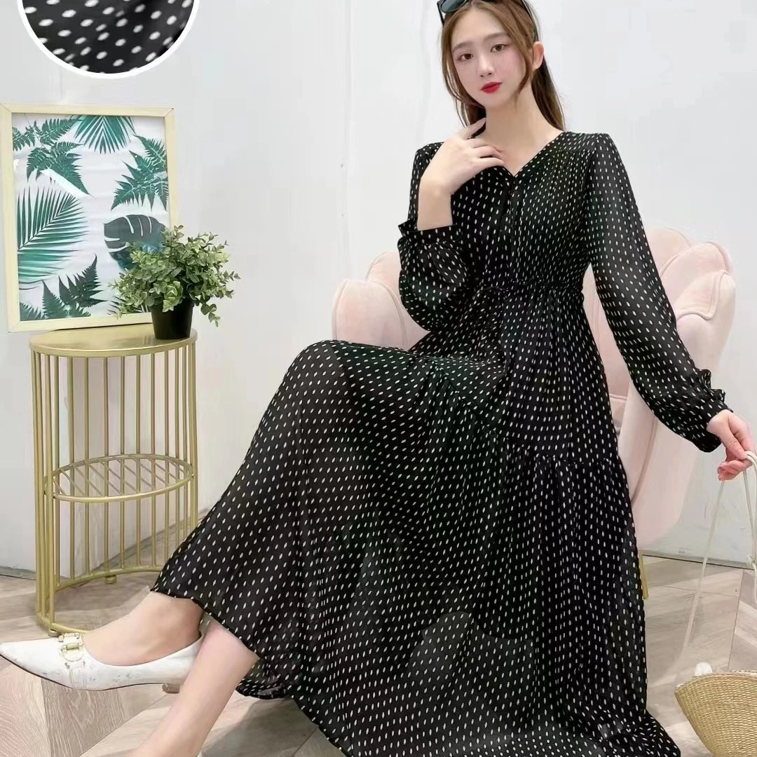 8021秋季收腰长裙裙子