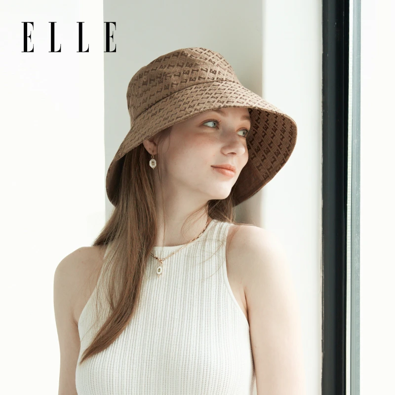 ELLE渔夫帽女款遮阳防晒大帽檐显脸小防紫外线户外帽子20WE13015