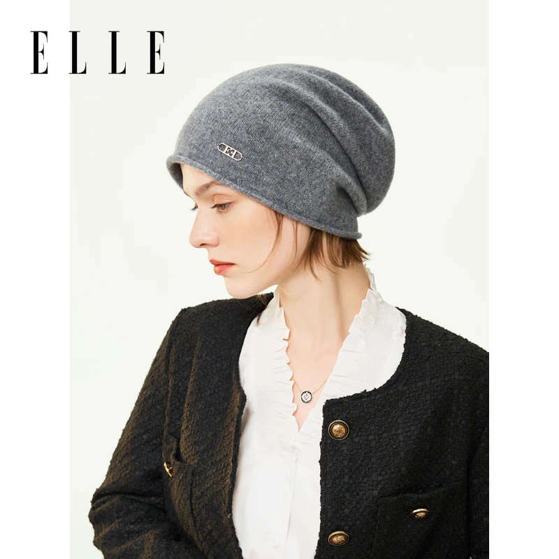 ELLE【专属】100%绵羊毛大帽围堆堆帽秋冬时尚加厚保暖35WE17031