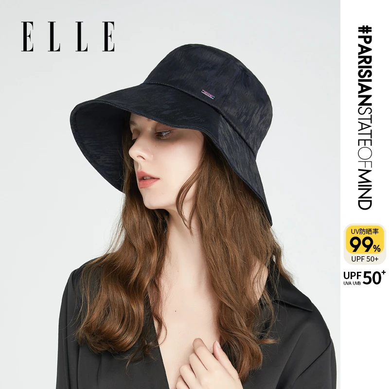 ELLE【专享】四季时尚百搭肌理大帽檐显脸小防晒渔夫帽20WE13014
