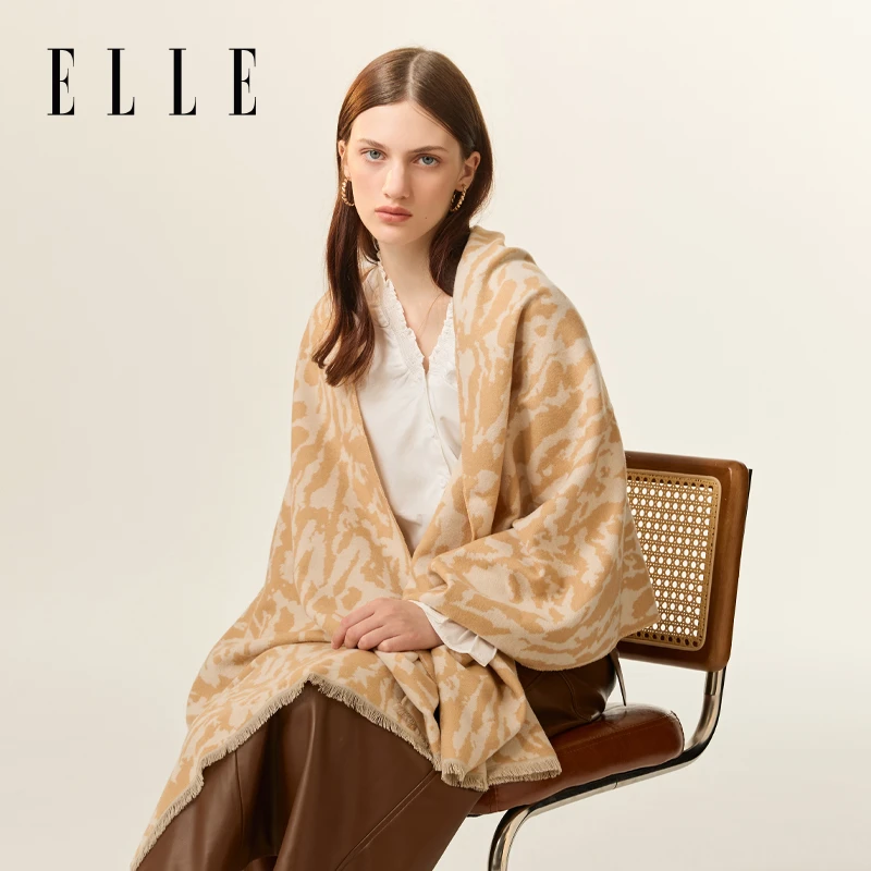 ELLE披肩女2025新款夏季办公室空调房保暖护肩提花围巾35WE23011
