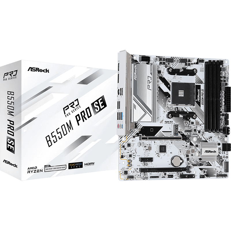 华擎（ASRock）B550M Pro SE 白色匠心 主板 游戏/纯白/办公/盒装