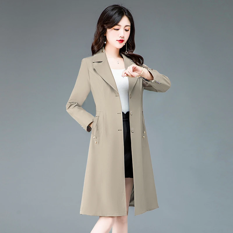 2024新款黑色中长款时尚洋气高级感西装领单排扣气质好看外套风衣