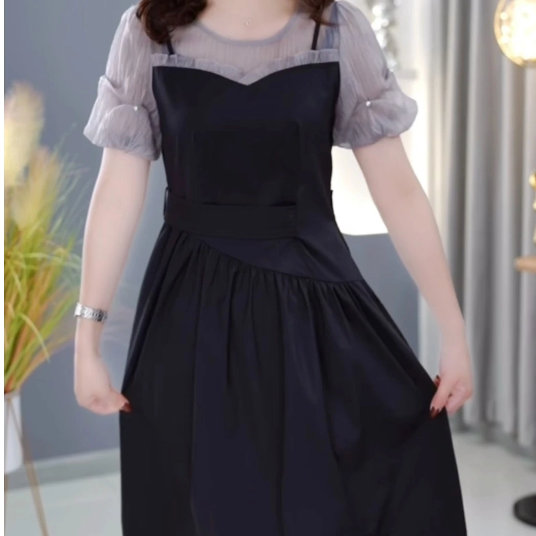 【高货定制】L101黑色新款优雅气质时尚减龄休闲收腰显瘦连衣裙