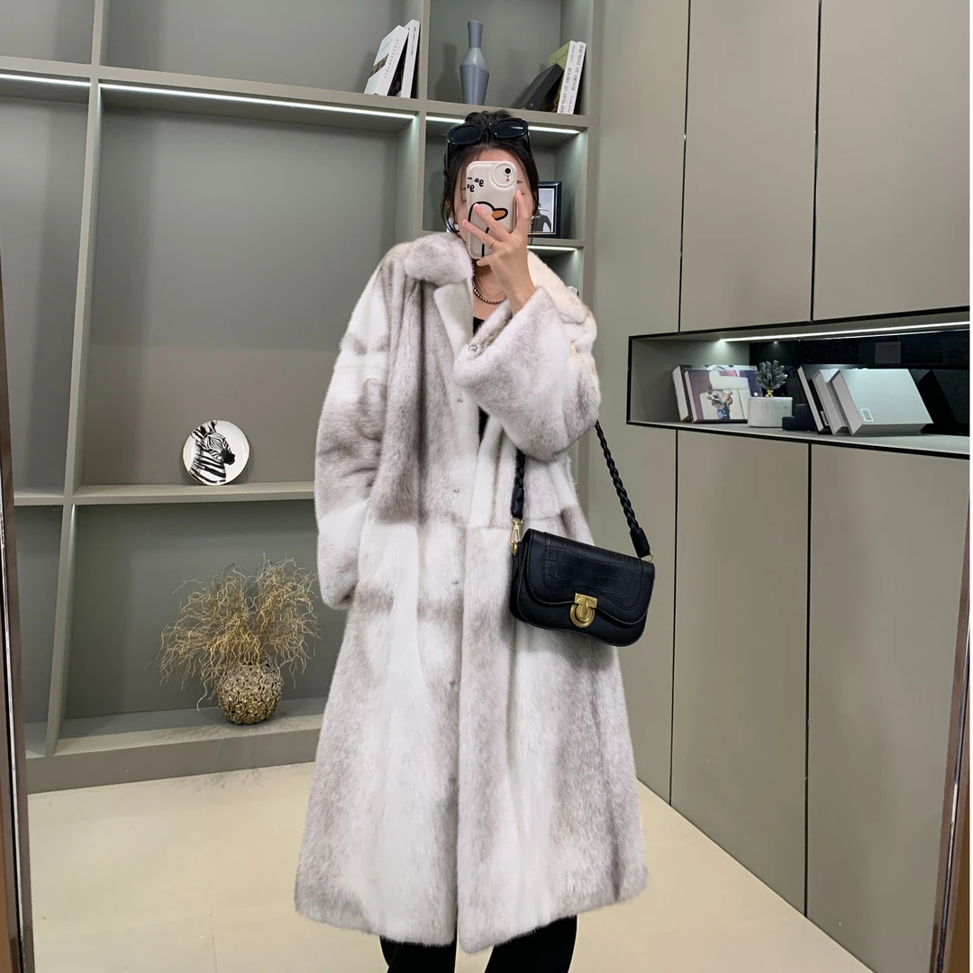【夏夏】秋冬新款貂皮大衣女整貂时尚长款海宁水貂毛皮草外套2326