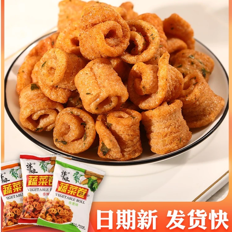 香脆蔬菜卷香辣五香香葱味袋装锅巴办公休闲食品小吃膨化零食特产