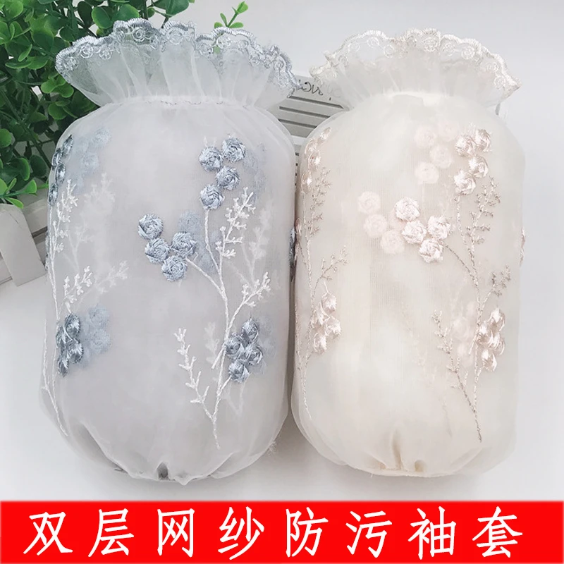 搭配袖套女秋冬2023新款蕾丝白色羽绒服时尚防脏精致女款漂亮套袖