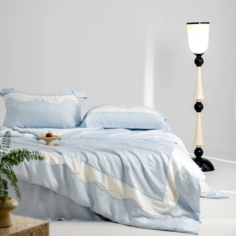 蒂夫妮|春夏款莱塞尔纤维夏被四件套轻奢高级感丝滑床品简约薄款