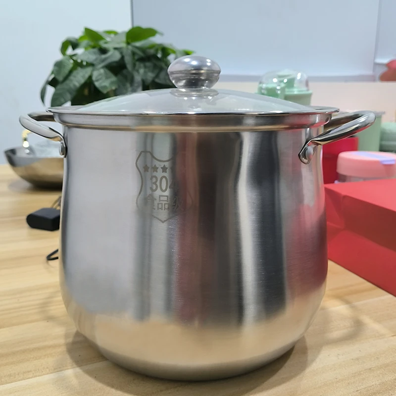 304不锈钢高汤锅家用煮锅大容量煲粥电磁炉燃气灶可用