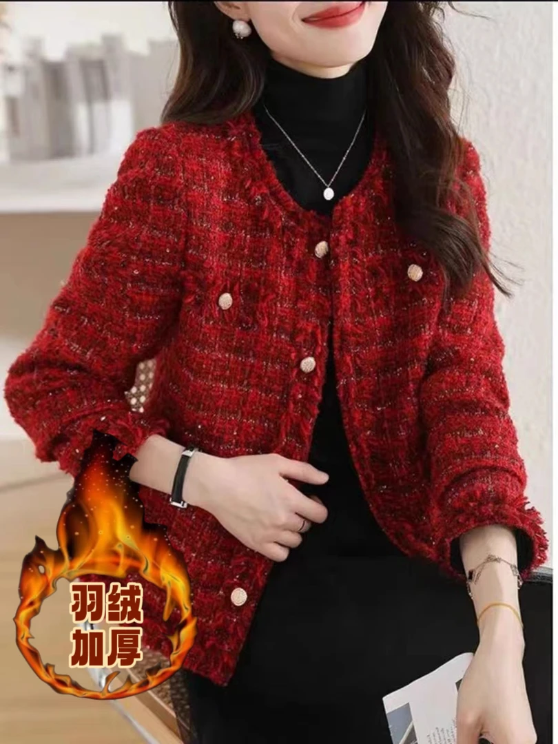 【羽绒内胆】小香风粗花呢网红小个子时尚气质名媛秋冬外套女62-1#