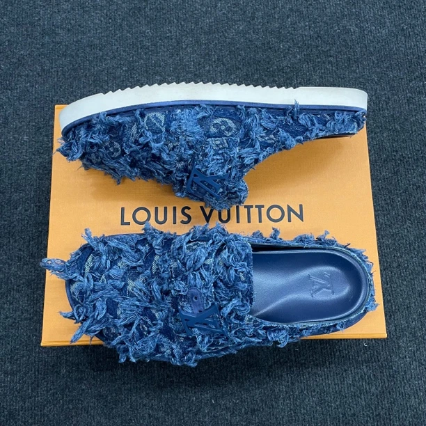 LouisVuitton路易威登/流苏风圆头套脚拖鞋/99新全套/尺码8/1W