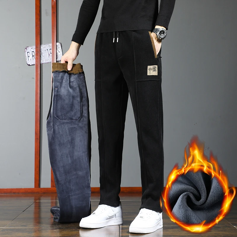 博澳绒男裤冬季加绒加厚休闲裤男士保暖长裤子灯芯绒商务直筒裤