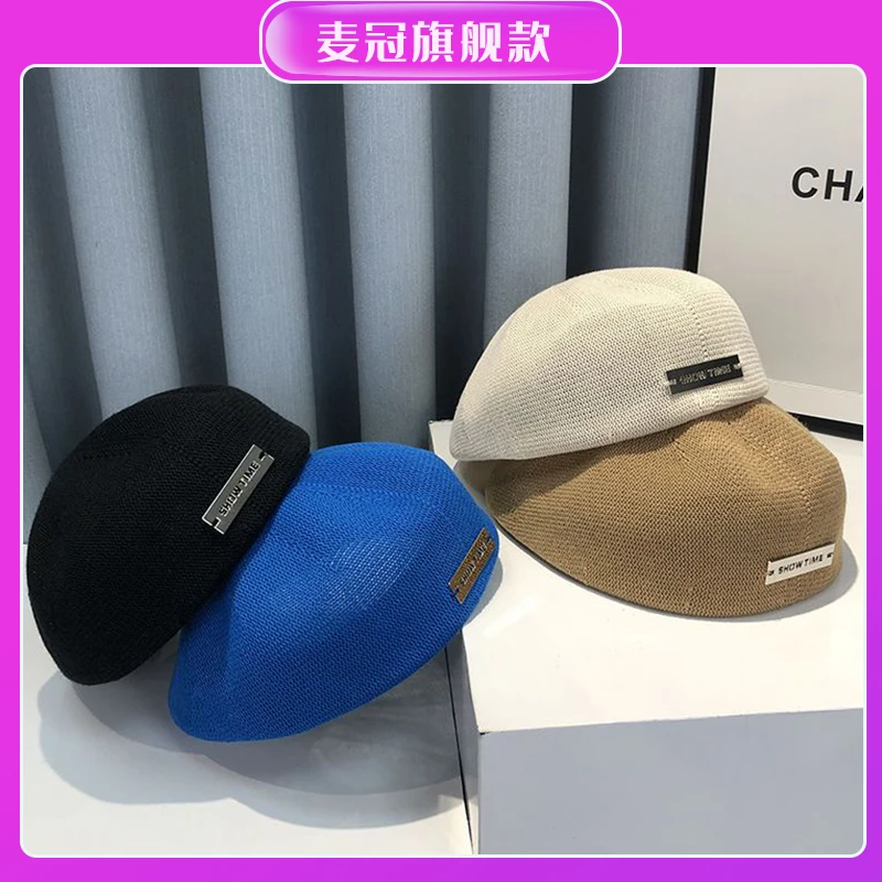 铁标秋冬薄款贝雷帽网红复古铁标显脸小反戴时尚女高级感韩版日系