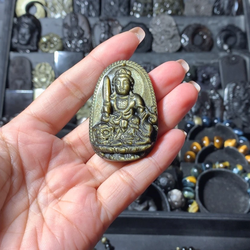 【闪购商品】黑曜岩吊坠(赠链)未镶嵌宫****e108金刚圈6咪