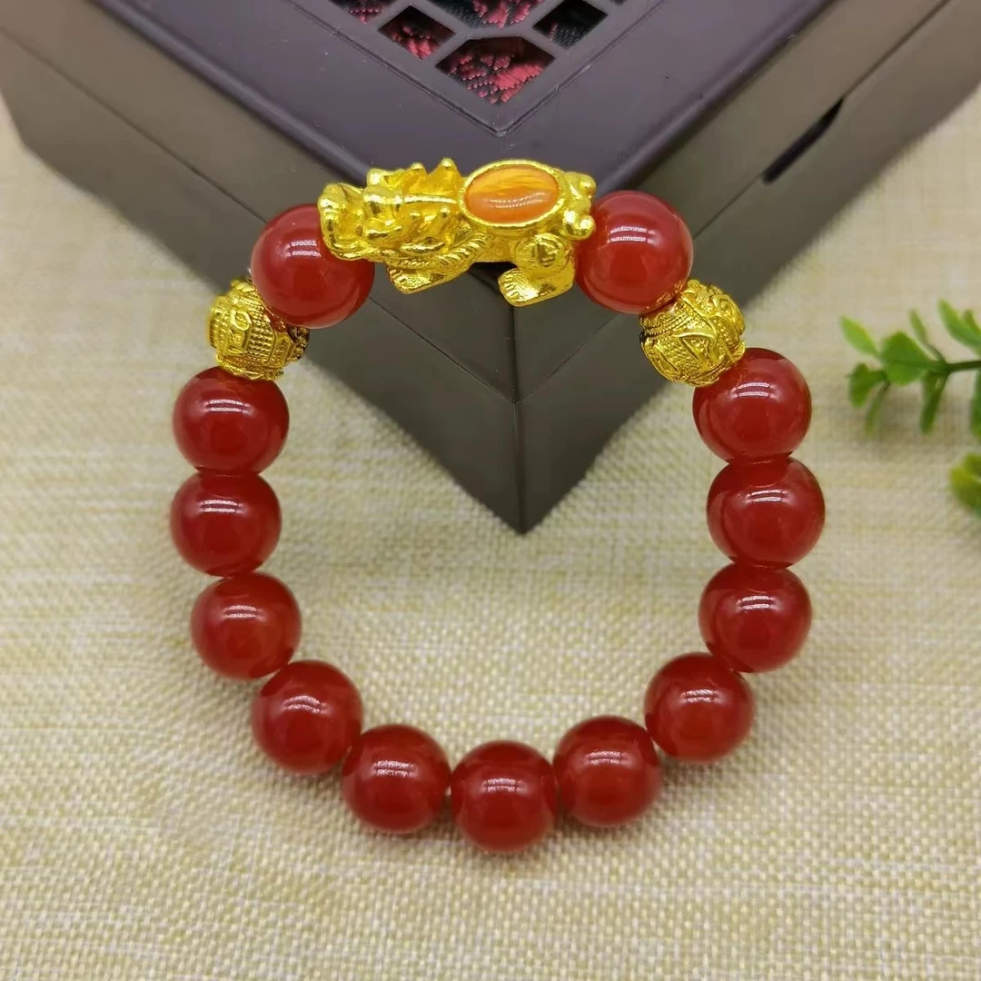 合成金属手链 喜庆红珠新款手串女款貔貅手链时尚吉祥珠手镯首饰Z