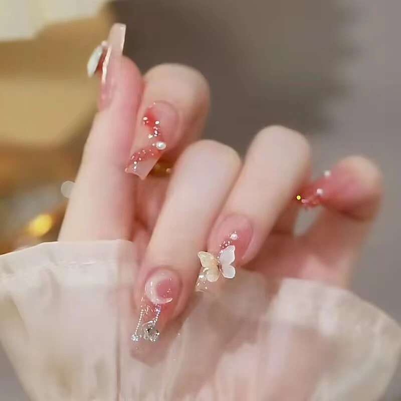 星月蝴蝶穿戴甲美甲贴片手指甲假片长款显白高级感学生孕妇可拆卸