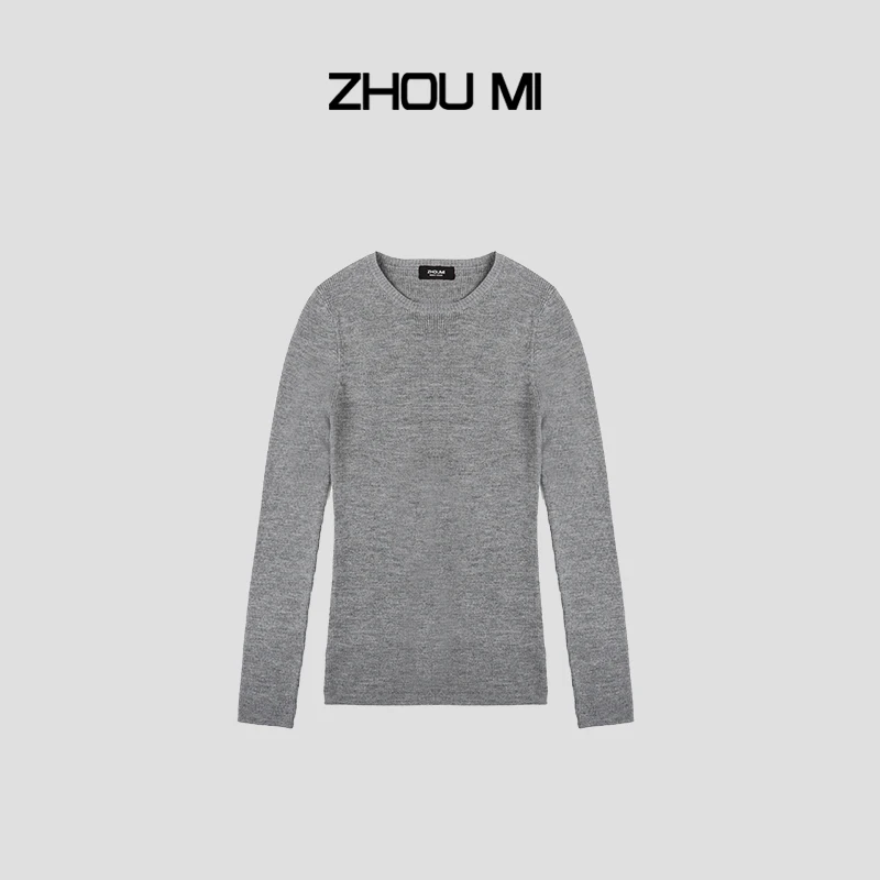 ZHOU MI ”轻密针织”百分之百美利奴羊毛圆领打底衫 ZM80182