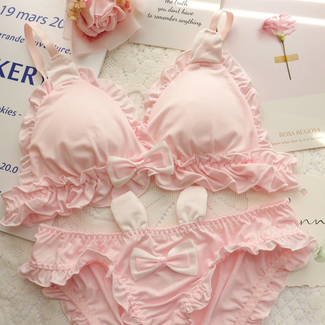 【兔耳朵】甜美可爱少女内衣日系萝莉学生纯欲小胸薄款无钢圈文胸