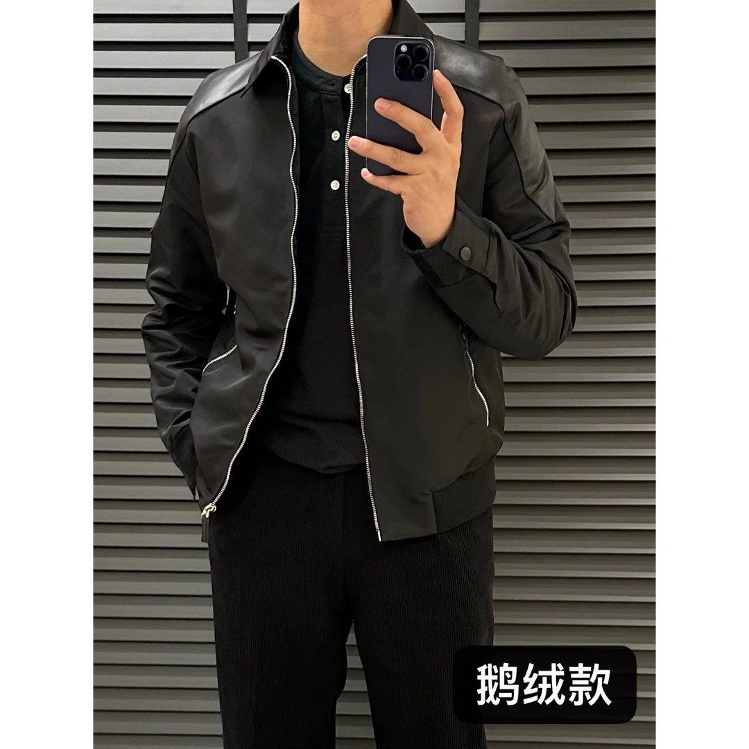 高奢双版本拼皮夹克“羽绒系列”秋冬男士新款休闲翻领夹克外套2970
