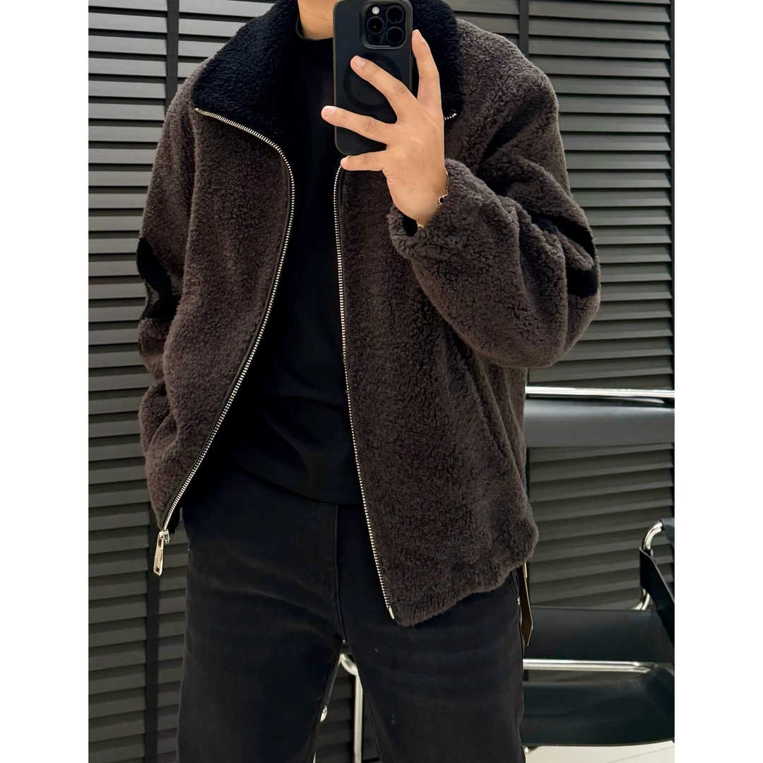 高奢100%羊毛颗粒感大翻领夹克外套*冬季新款都市通勤风外套029