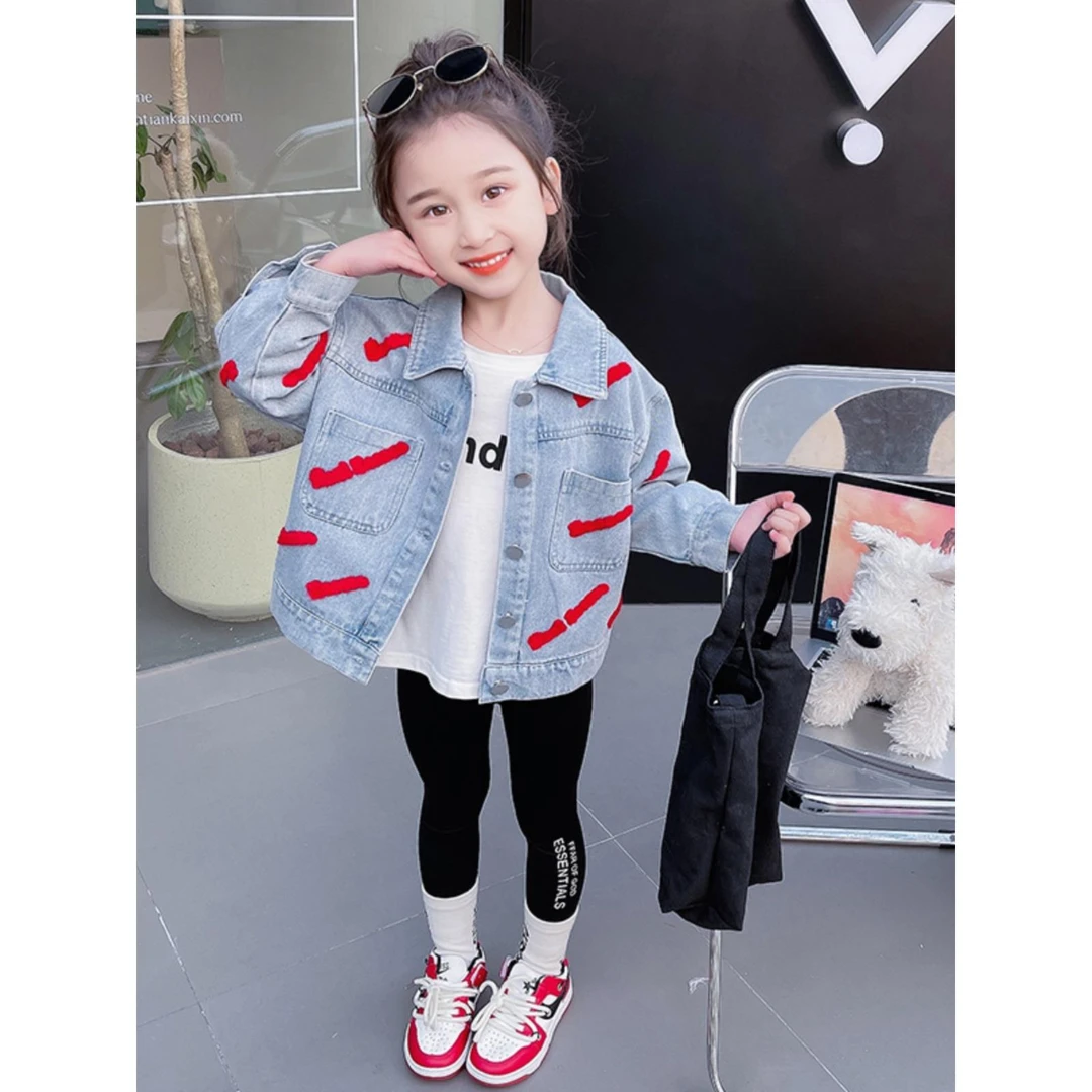 女童牛仔外套春装2024新款洋气儿童装春秋款女孩宝宝宽松时尚上衣