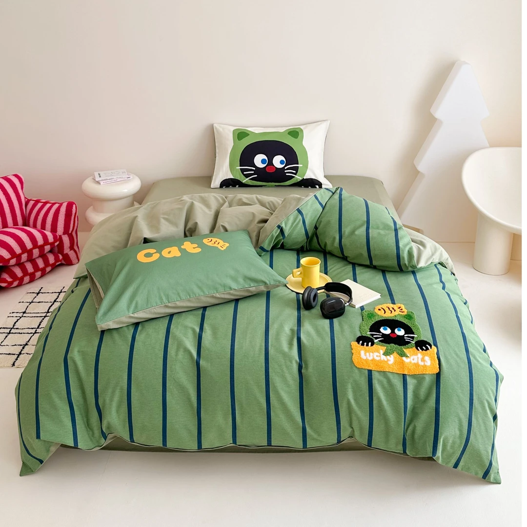 清! 小玲子 怪怪猫系列 全棉加厚磨毛毛巾绣锁边工艺款套件