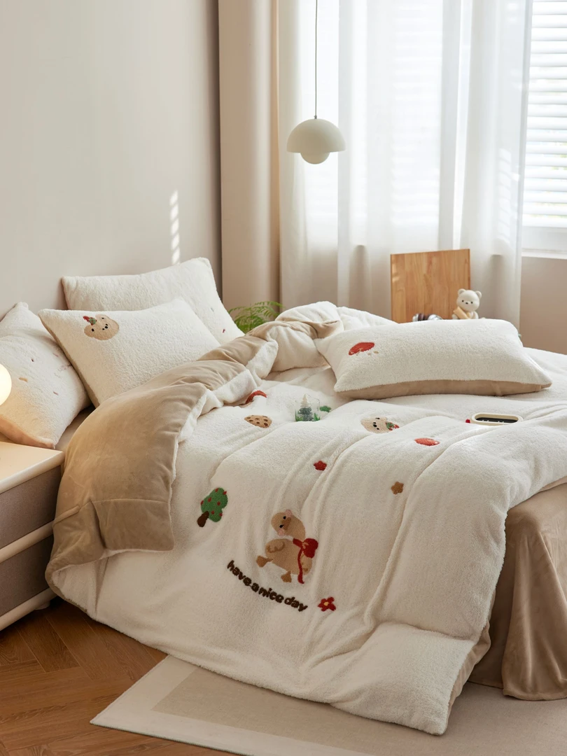 特！小玲子  歪脖鸭  加厚泰迪绒牛奶绒刺绣工艺款套件 可爱风